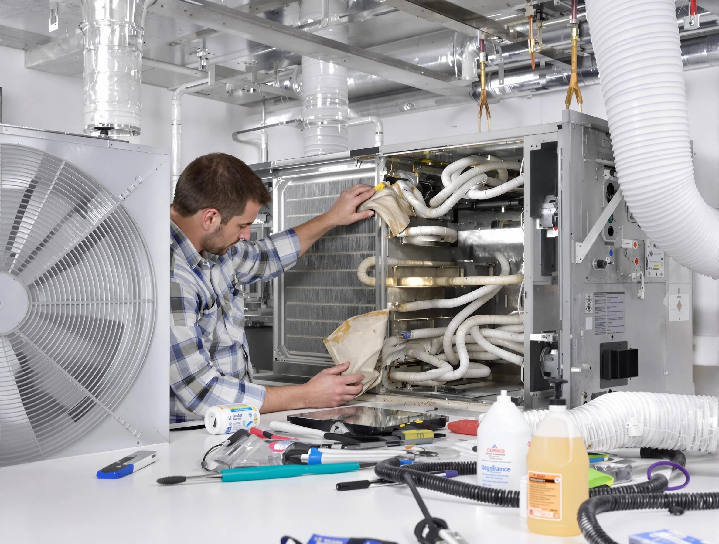 Kirtland AFB Air Duct Cleaning specialist performing precision AC coil cleaning in Kirtland AFB