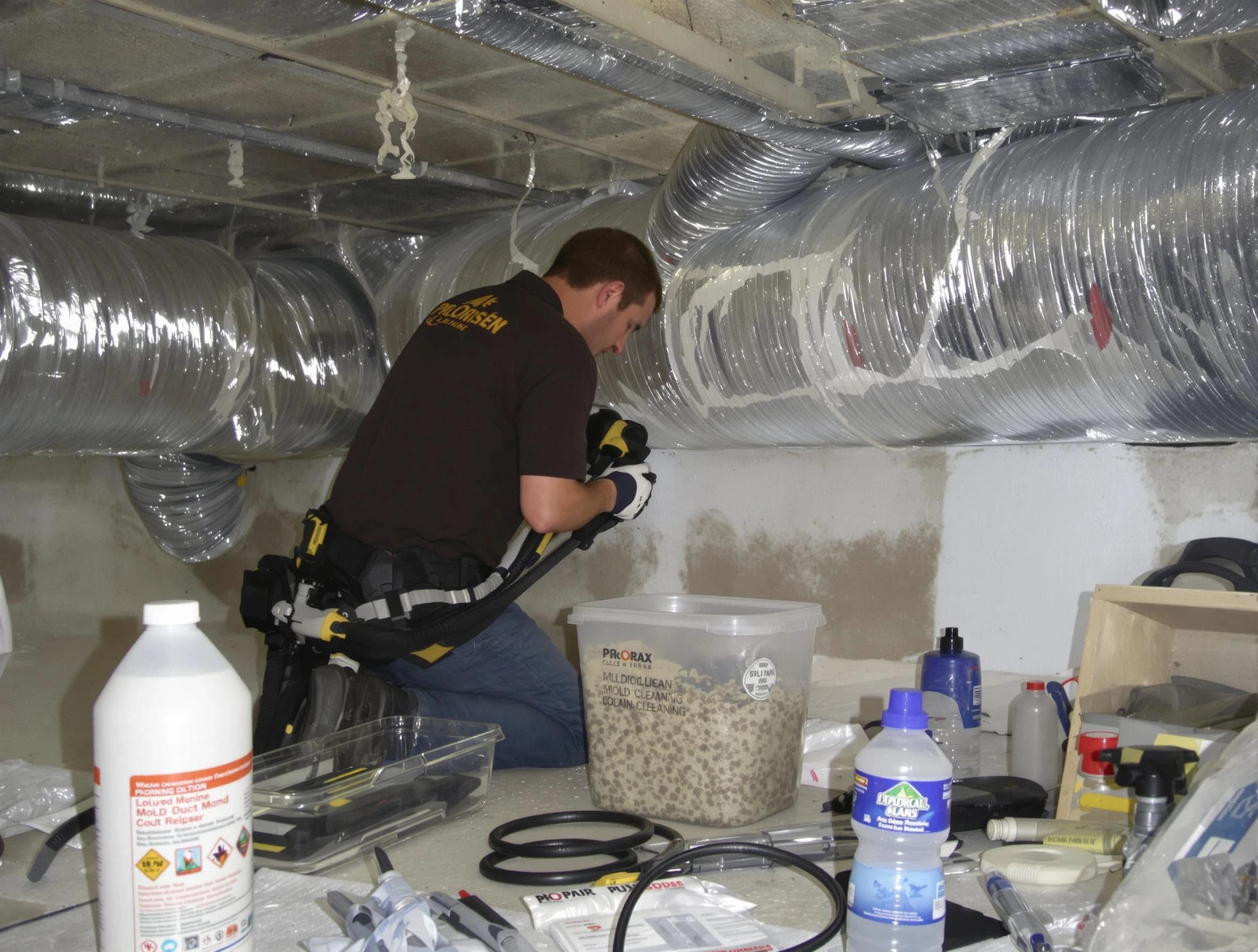 Kirtland AFB Air Duct Cleaning specialist performing professional mold removal from air ducts in Kirtland AFB