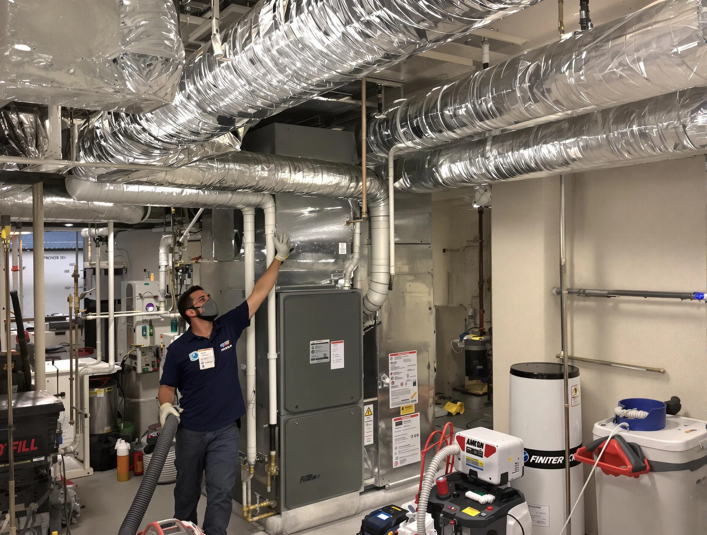 Kirtland AFB Air Duct Cleaning specialist performing thorough furnace duct cleaning in a Kirtland AFB residence