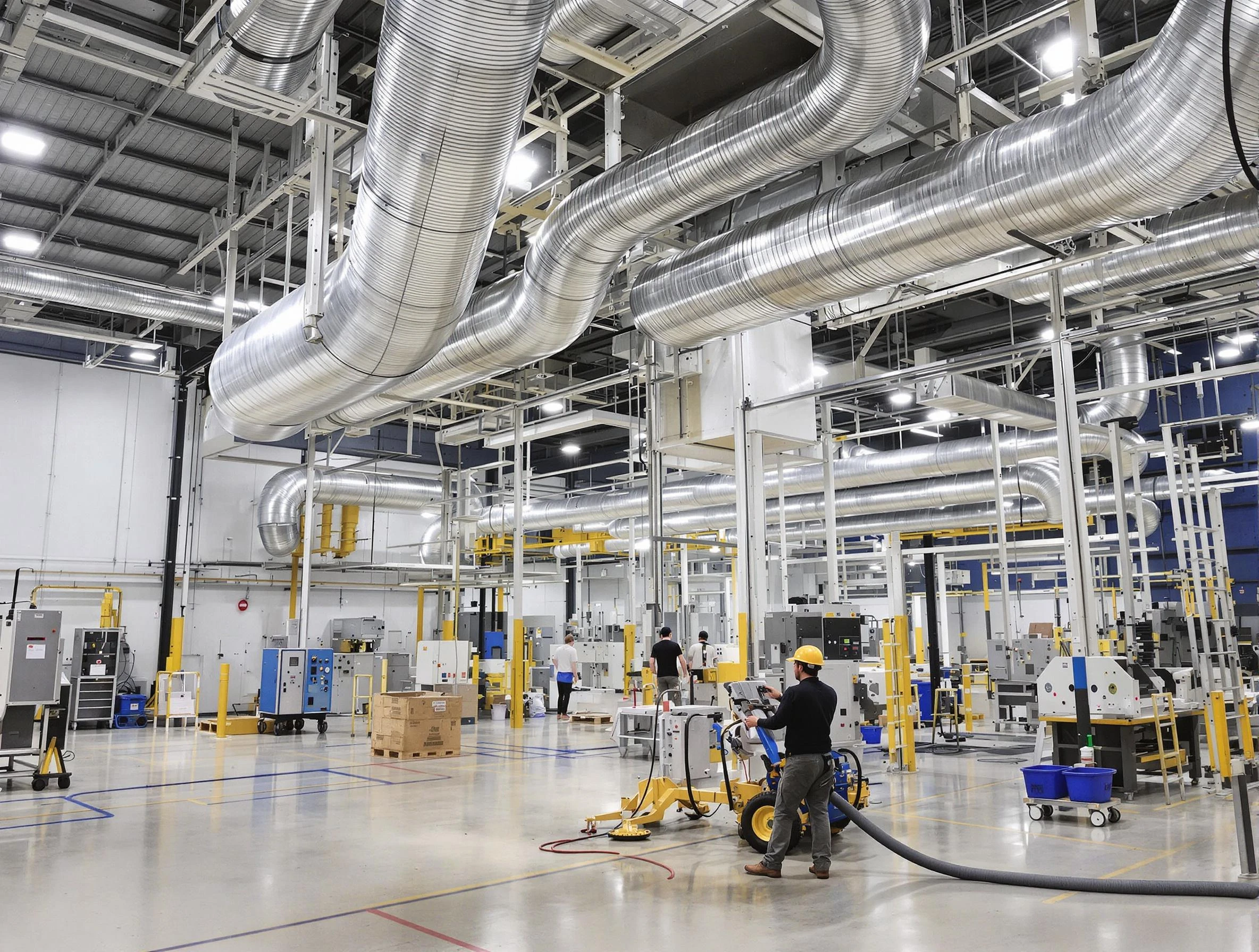 Kirtland AFB Air Duct Cleaning team performing comprehensive industrial duct cleaning at a large facility in Kirtland AFB