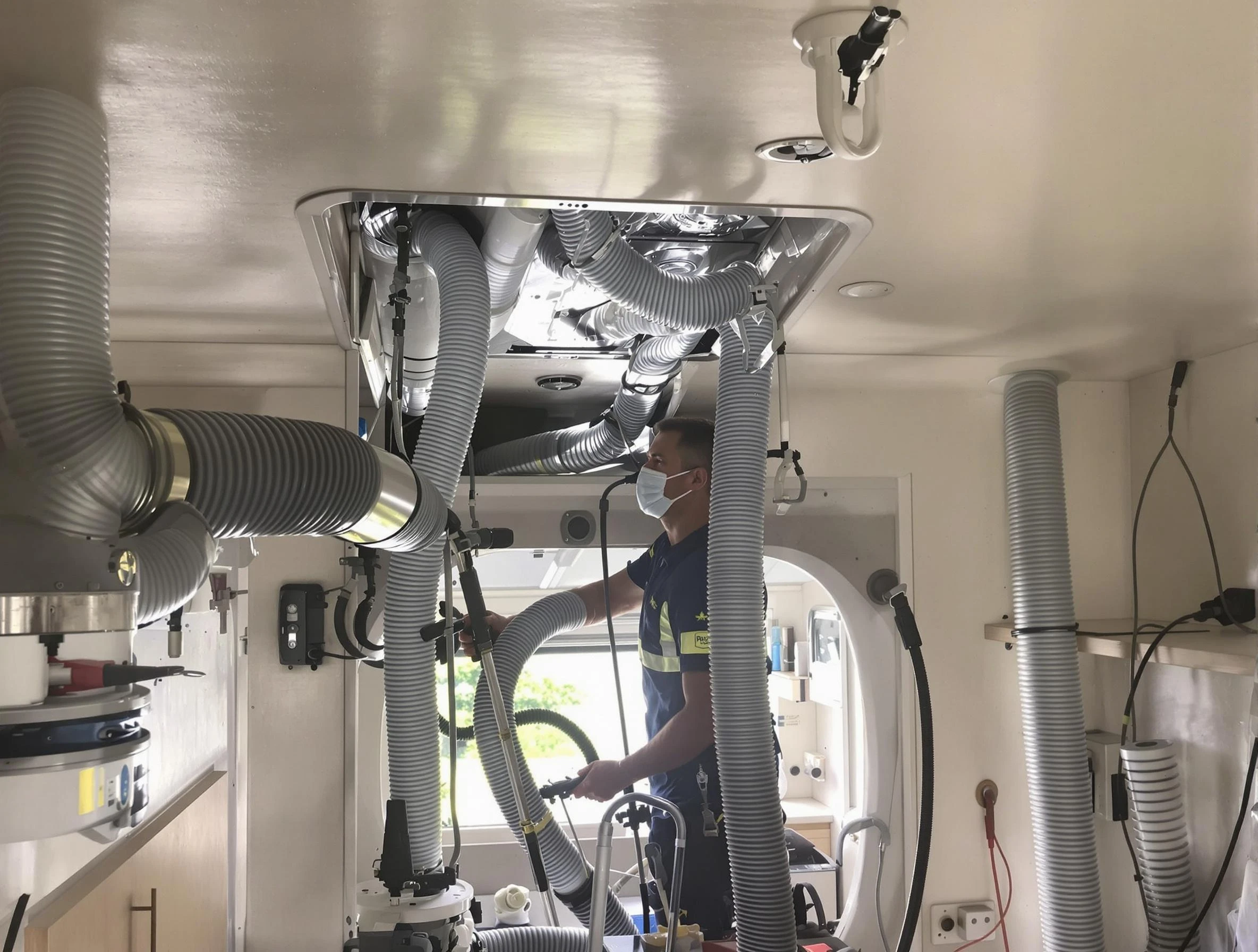 Kirtland AFB Air Duct Cleaning specialist performing precise mobile home duct cleaning in Kirtland AFB